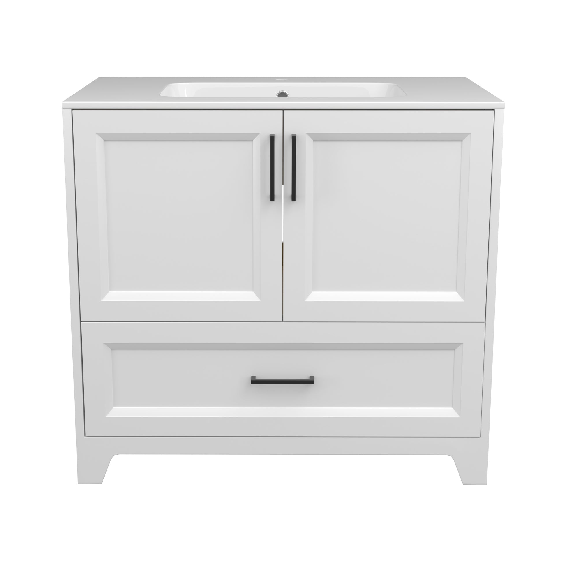 Solid Wood 36 Inch Bathroom Vanity With Single Sink Combo, Modern Vanity Cabinet With 2 Soft Closing Doors & 1 Full Extension Dovetail Drawer White 1 White 2 1 36 To 47 In 32 To 35 In Soft Close Doors Bathroom Freestanding Luxury,Modern 20 25 Inches