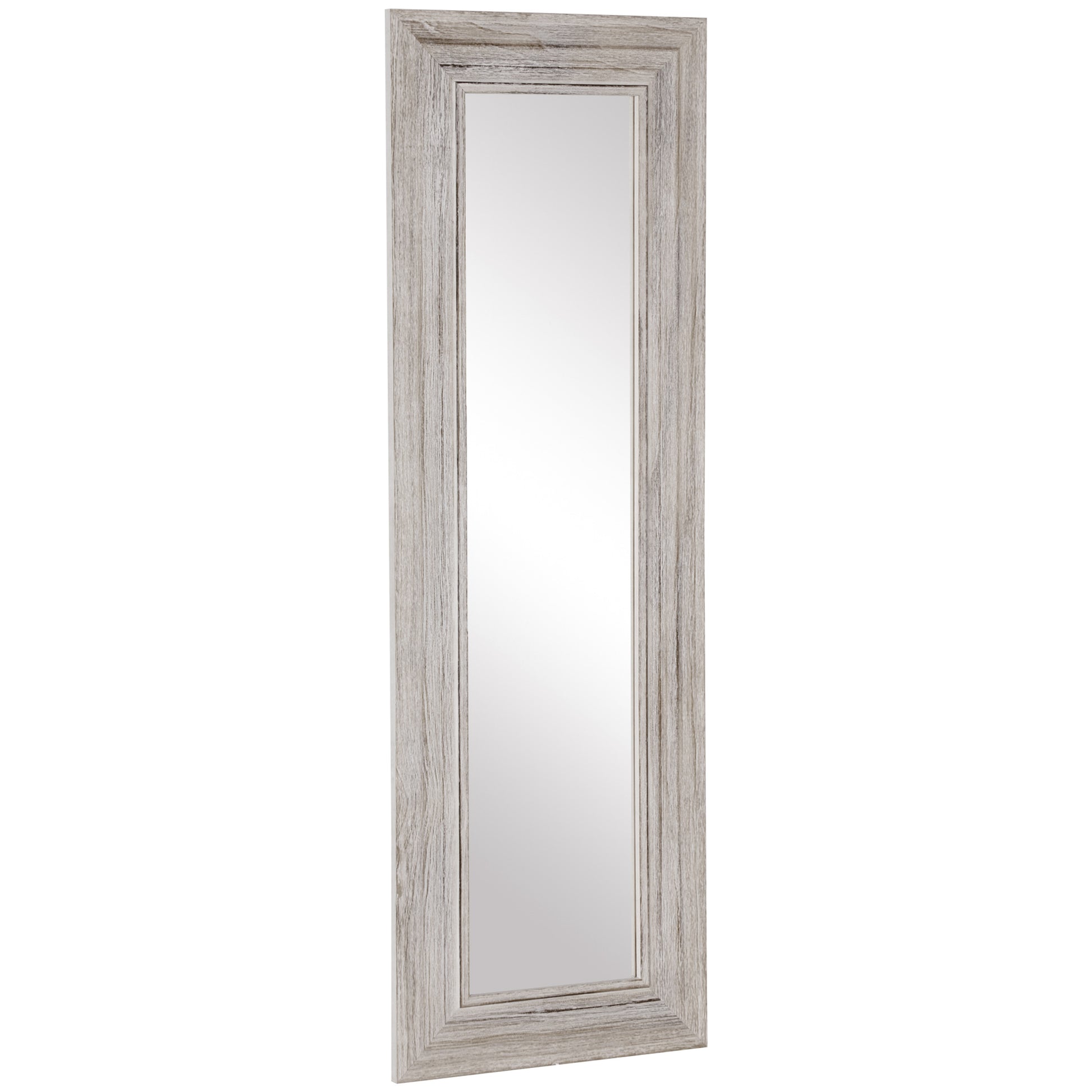 Homcom 64"X21" Rustic Wood Full Length Mirror, Farmhouse Decorative Wall Mirror, Hanging And Leaning Floor Mirror, Vertical Or Horizontal, For Living Room Bedroom, Distressed Gray Gray Wood