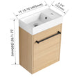 16'' Floating Wall Mounted Bathroom Vanity With Ceramic Sink & Soft Close Cabinet Door, For Small Bathroom Light Oak Bathroom Modern Plywood