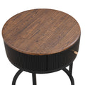 Round Nightstand With Drawer, 19.68 Inch Wood End Table With Storage, Small Table Or Living Room, Bedroom And Small Spaces Black Coffee & End Tables Iron