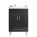 24 Inch Double Doors With Drawers Black Bathroom Cabinet With Ceramic Sink Black Solid Wood