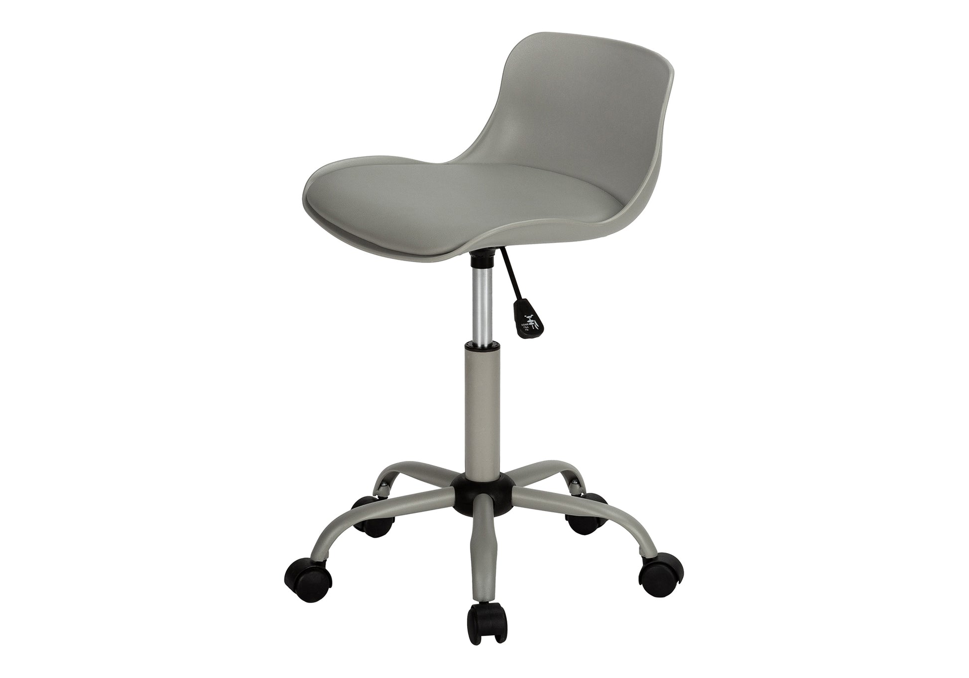 Office Chair, Adjustable Height, Swivel, Ergonomic, Computer Desk, Work, Juvenile, Grey Leather Look, Grey Metal, Contemporary, Modern Grey Foam Metal