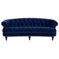 La Rosa Victorian Chesterfield Tufted Sofa, Navy Blue Velvet Navy Blue Foam Velvet 3 Seat