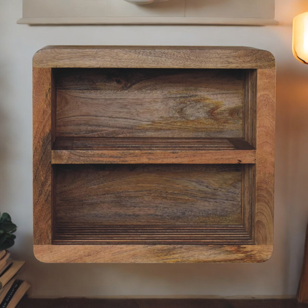 Solid Wood Soba Wall Mounted Bedside Brown Light Brown Bedroom Bedside Cabinet Contemporary Mango Shelf Oak Solid Wood