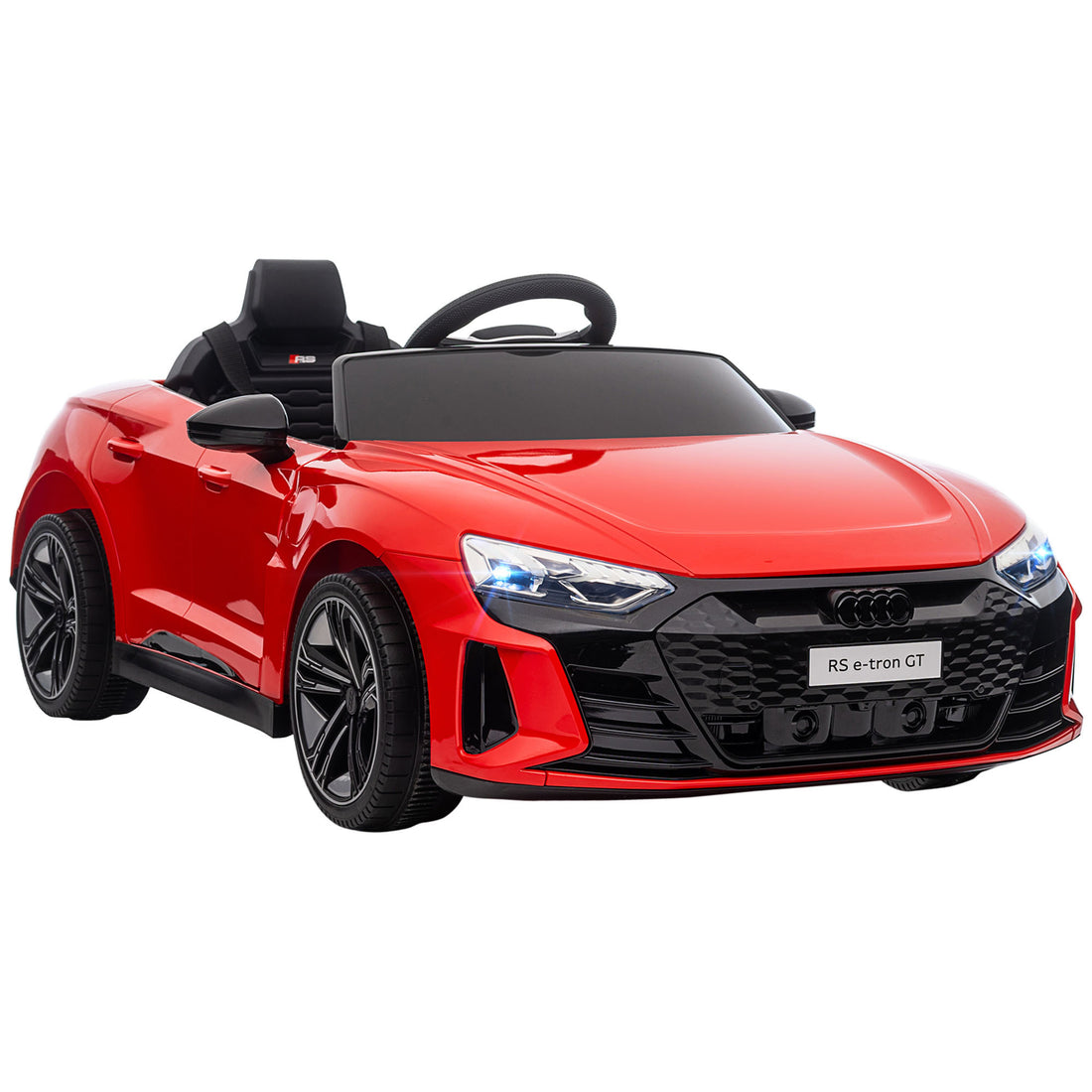 Aosom Kids Ride On Car, 12V Licensed Audi Rs E Tron Gt 3.1 Mph Electric Car For Kids, Ride On Toy For Boys And Girls With Remote Control, 4 Wheels With Suspension, Horn, Music, Lights, Red Red Plastic