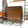 Caroline Mid Century Modern Solid Wood Dresser 3 Drawer Brown,Wood Brown Bedroom Mid Century Modern Solid Wood