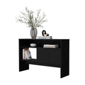 Bylas Console Table In Melamine With Two Doors Y Open Storage, Black Black Primary Living Space Modern Particle Board Melamine