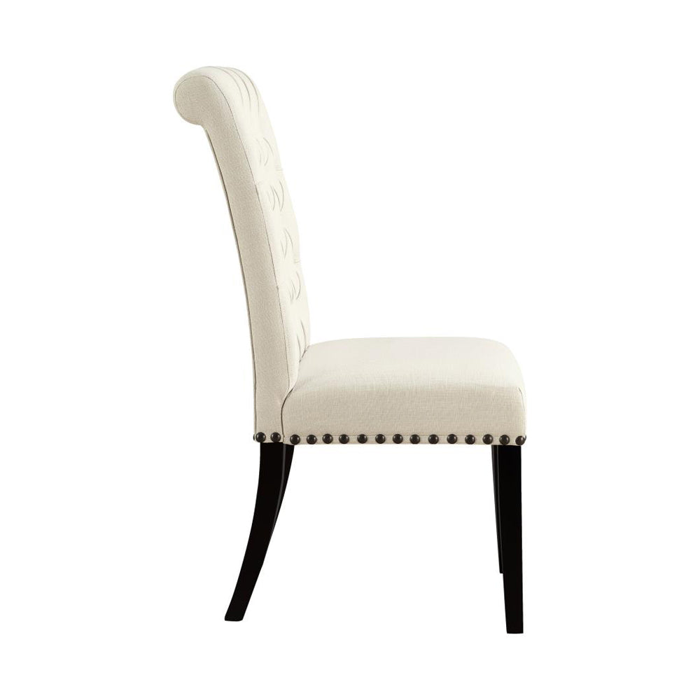 Set Of 2 Fabric Upholstered Dining Chairs, Beige Solid Beige Dining Room Rectangular Dining Chairs Set Of 2 Mdf,Polyester