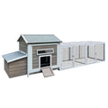 118 Wooden Chicken Coop Hen House Poultry Cage With Free Range Doors, Nesting Box,Leakproof Pull On Tray Gray Wood