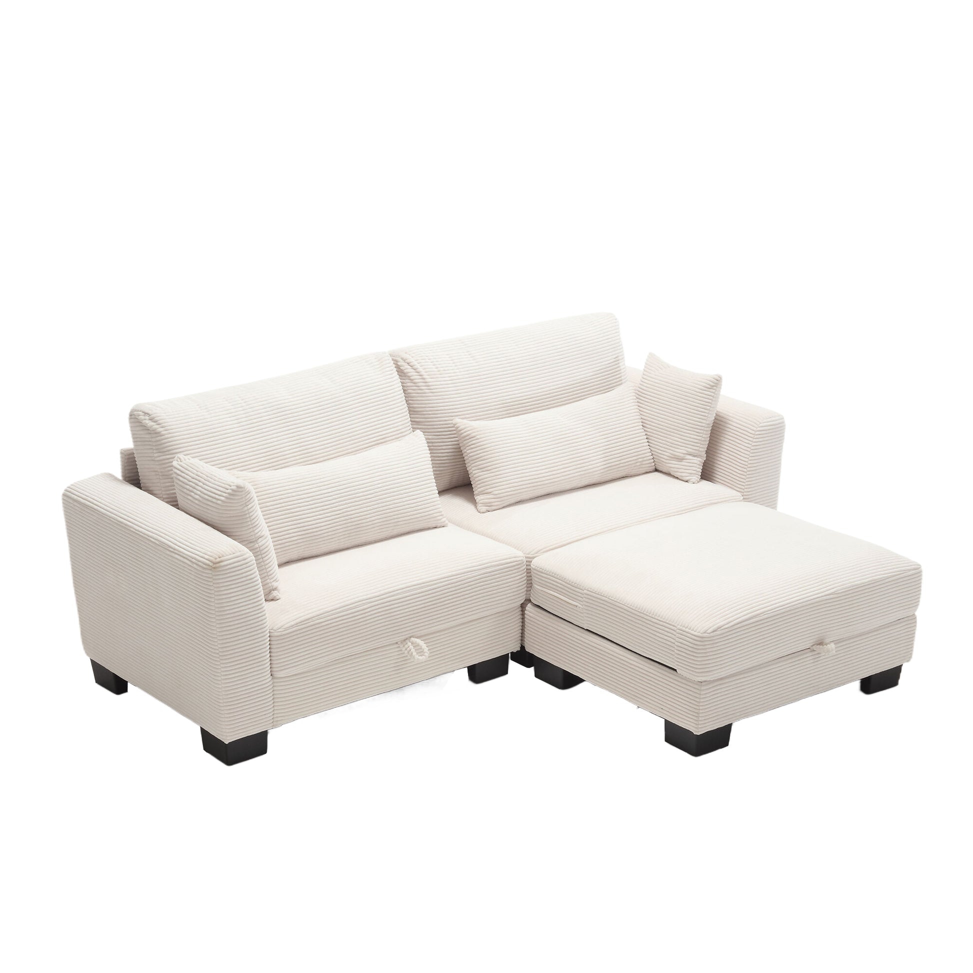 United Modular Sectional Sofa L Shaped Modular Couch With Reversible Chaise Modular Sofa Sectional Couch With Storage Seats Beige Velvet 2 Seat