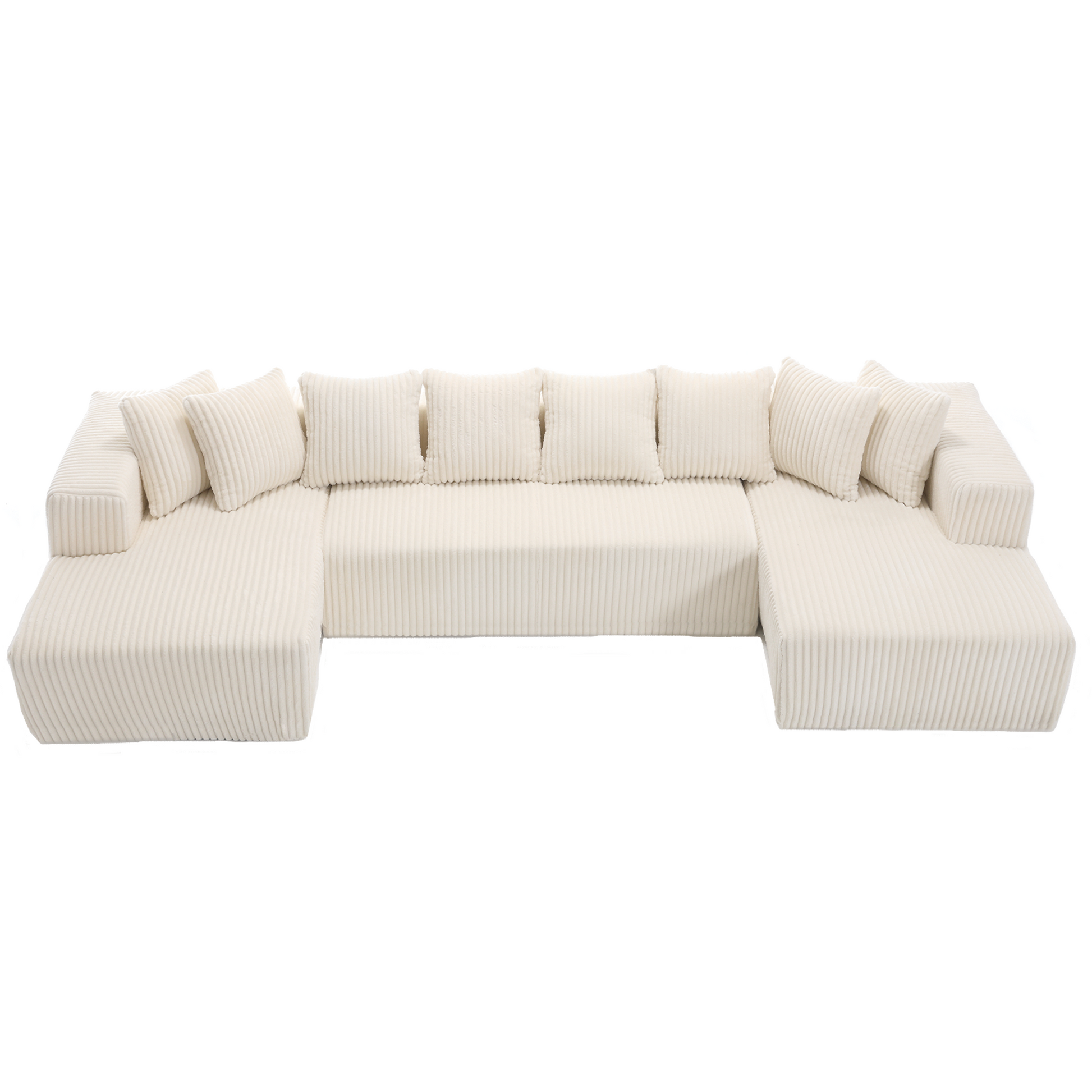 Arrived 131'' Modular Sectional Couch, U Shaped Sofachaise Lounge, Striped Fabric,Upholstered 4 Seater Couch For Living Room, Bedroom, Free Combination Sofa Corduroy ,White White Polyester Primary