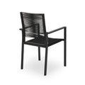 Outdoor Modern Aluminum Dining Chair With Rope Seat Set Of 2 , Dark Gray And Black Black Aluminium