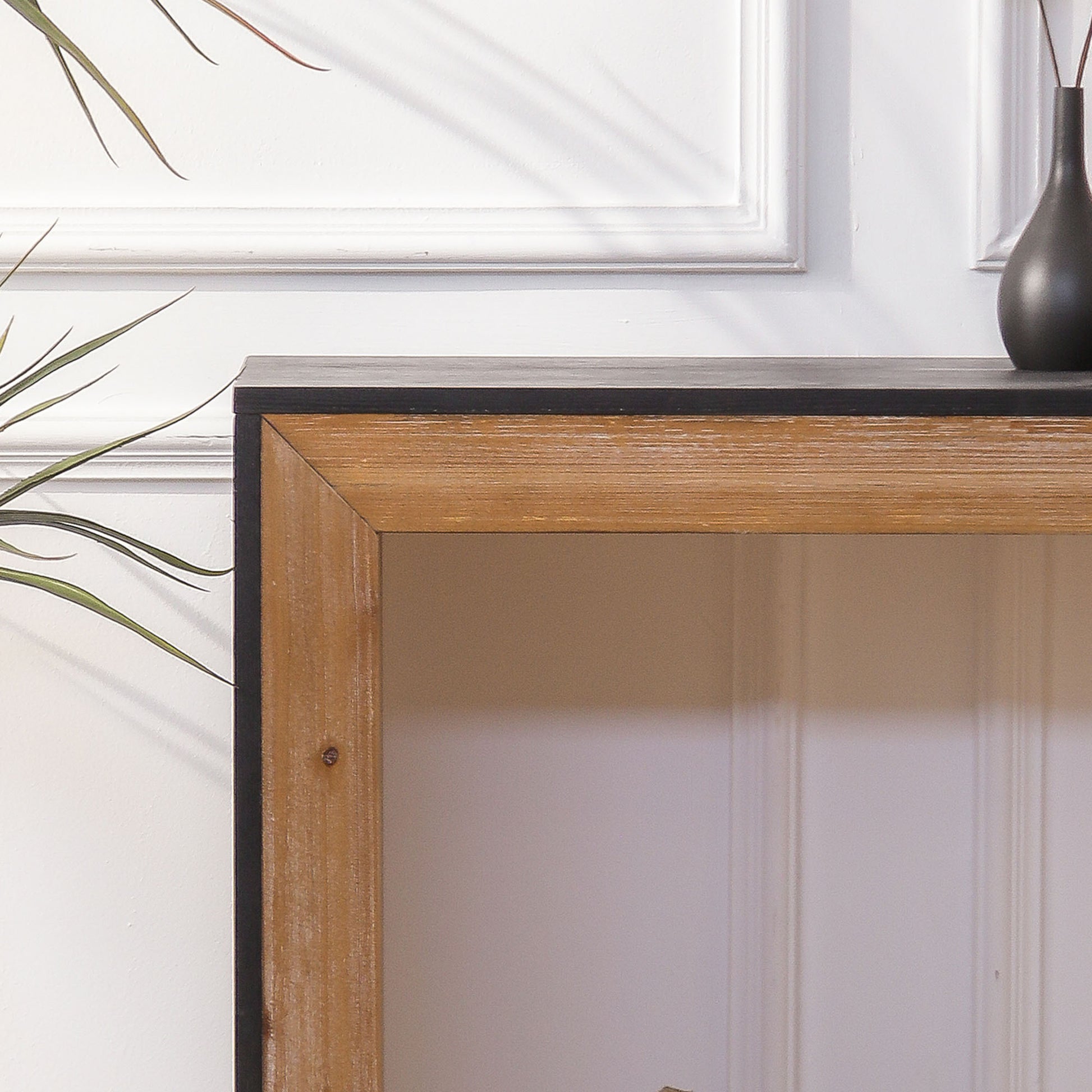Black Natural Wooden Console Table Narrow Entryway Table Modern Couch Table Small Entry Way Tables, Easy Assembly, Multi Colors Black Natural Distressed Finish Desk Top Dining Room Mix Match,Modern Floor Mount Rectangular Console Tables Powder Coated