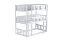 Twin Size Triple Rubber Wood Bunk Bed, With Ladders, Guardrails Detachable Bunk Bed, Twin Over Twin Over Twin,White Twin White Bedroom American Design Bed Frame Rubber Wood