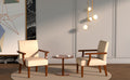 Fabric Accent Arm Chair Set Of 2 With Round Wood Table Beige Fabric