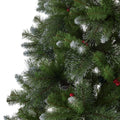 9' Glitter Bristle Mixed Hinged Tree With 72 Red Berry And 73 Pine Cones And 2099 Tips,Dia:66 Green Pvc