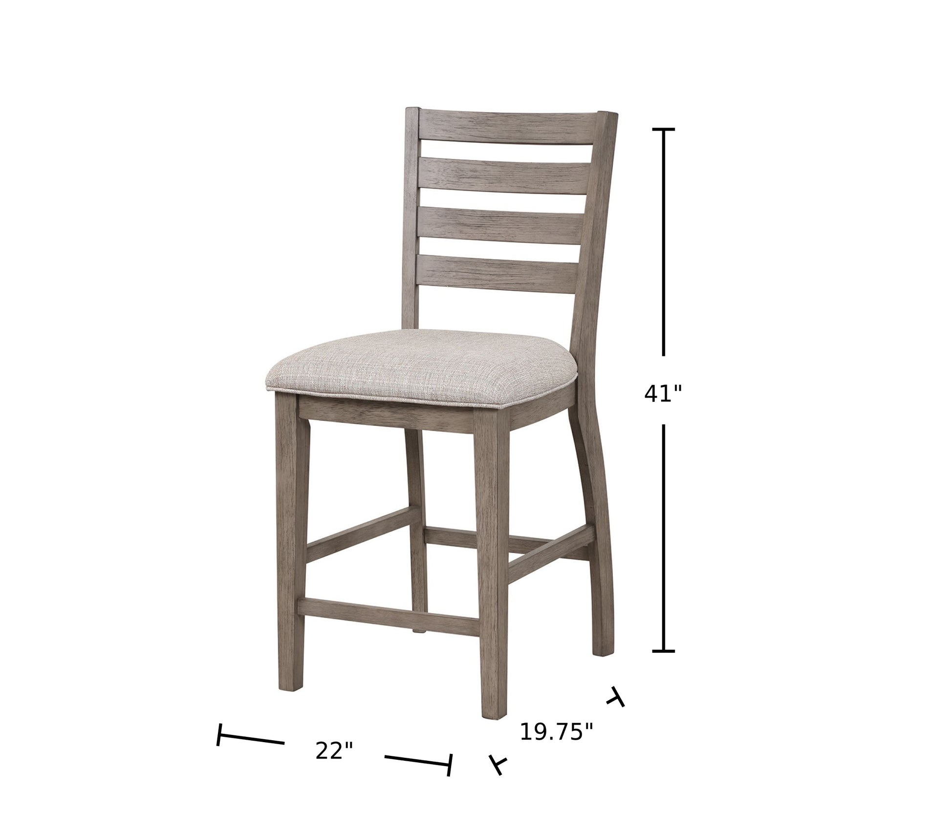 Counter Side Dining Stool W Ladder Back Set Of 2 Gray Solid Wood Mdf