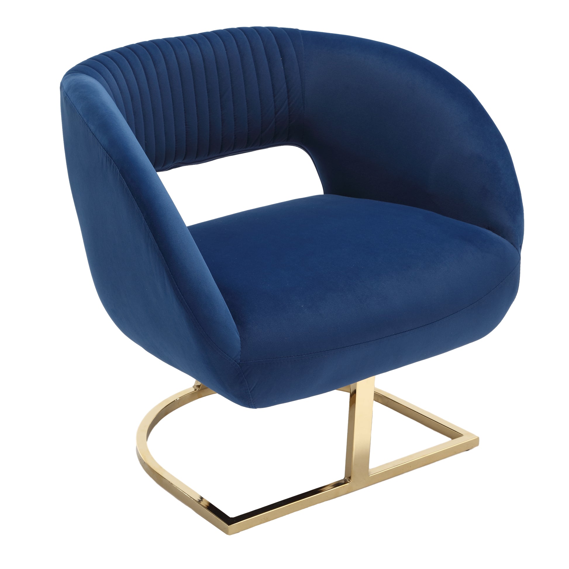 Coolmore Upholstered Tufted Living Room Chair Textured Linen Fabric Accent Chair With Metal Stand Navy Velvet