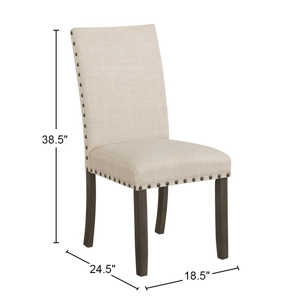 Set Of 2 Fabric Upholstered Side Chairs, Beige Solid Beige Dining Room Rectangular Side Chair Set Of 2 Fabric,Mdf