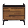 Walnut And Black Nightstand With Metal Sled Base Walnut Black 2 Drawers Bedroom Rectangle Drawers Walnut Wood Metal