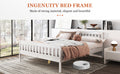 Queen Bed Frames With Headboard, Solid Wooden Platform Bed With Corner, Modern Low Profile Bed Frame, No Box Spring Needed, White Queen White Wood