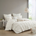 3 Piece Elastic Embroidered Cotton Duvet Cover Set King White Cotton