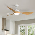 56 Inch Modern Ceiling Fans Dimmable Led Light Quiet Dc Reversible Motor For Indoor & Outdoor White Abs