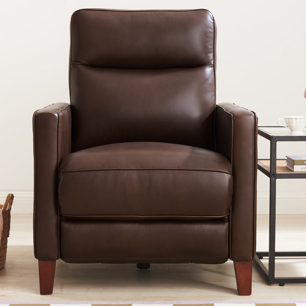 Ashby Power Headrest Zero Gravity Recliner Chestnut Memory Foam Genuine Leather