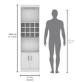 Kevil 71 Inch Tall Bar Cabinet 5 Tier Modern Bar Cabinet With Glass Holder Stemware Rack, Wine Cabinet, Liquor Cabinet, 12 Bottle Cubbies, 5 Shelves, And Pull Out Tray White Primary Living Space Modern Particle Board Shelves Included Engineered Wood