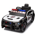 Licensed Dodge Charger,12V Kids Ride On Police Car W Parents Remote Control,Anti Collision Bar,Front& Top Alarm Light Design,Police Car Sticker,Megaphone,Three Speed,Slow Start,Four Wheel Suspension. White Plastic