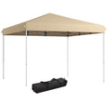 Outsunny 13' X 13' Pop Up Canopy Tent, Instant Sun Shelter, Tents For Parties, Height Adjustable, With Wheeled Carry Bag For Outdoor, Garden, Patio, Parties, Beige Beige Steel