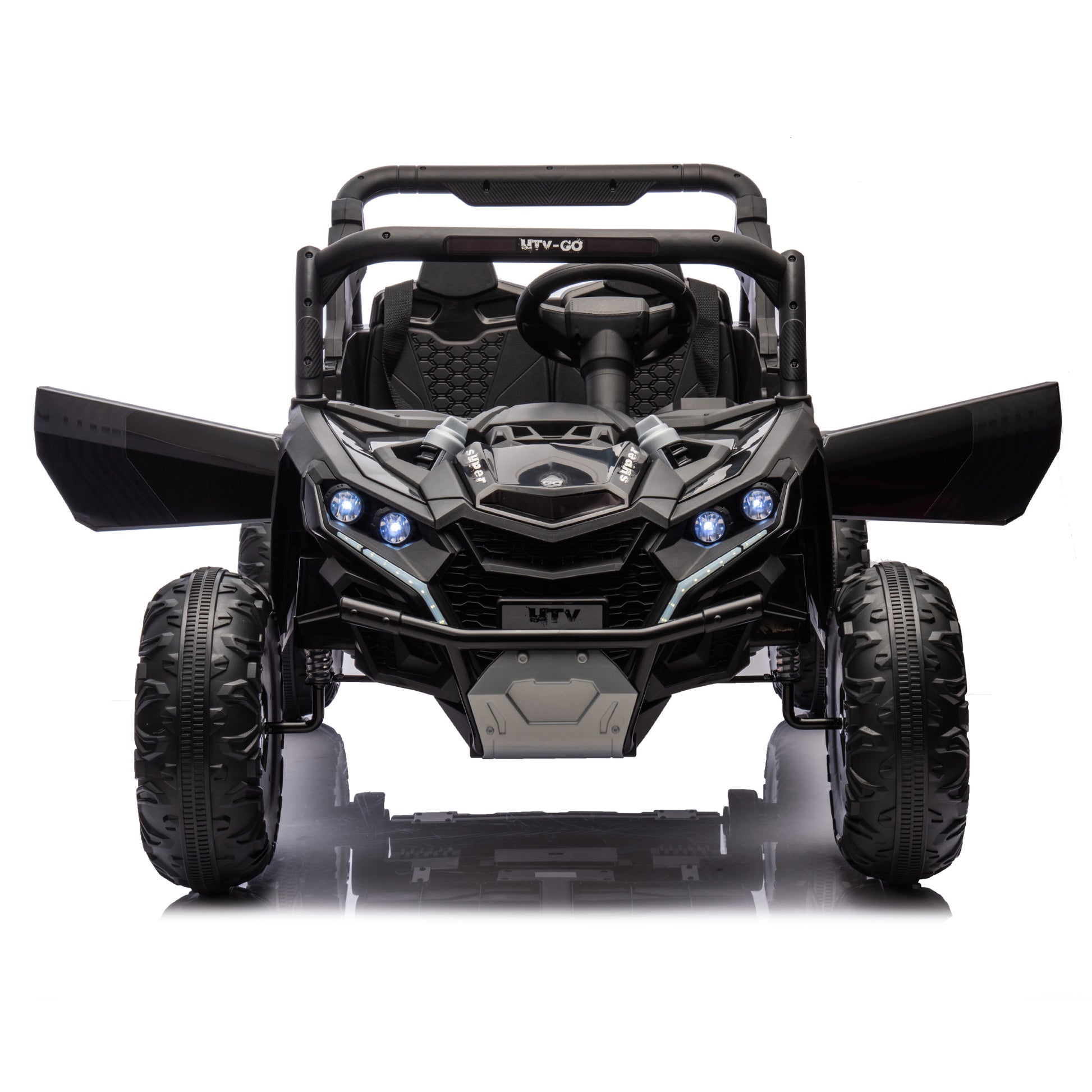 24V Two Seater Kids Ride On Utv W Parents Remote Control,Four Wheel Suspension,Slow Start,Large Wheel Design,Anti Collision Bar,Storage Space,Music,Usb,Bluetooth,Volume Control,Led Lights For Kids 3