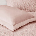 Embroidered Medallion Faux Fur Ultra Plush Comforter Mini Set Queen Blush Polyester