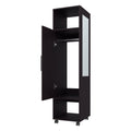 Summit Wardrobe In Melamine With Mirror,Door And Open Storage Black Bedroom Contemporary,Modern Pine Particle Board Melamine