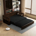 3 In 1 Convertible Sleeper Sofa Bed,Modern Velvet Loveseat Couch With Pull Out Bed,Small Beautiful Seat Futon Sofa Bed With Convertible Office Desk,Black Black Metal & Wood 2 Seat