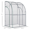 Outsunny 5' X 4' X 7' Lean To Greenhouse, Walk In Wall Mounted Hot House & Plant Nursery With 2 Zippered Roll Up Doors, Sloping Pvc Cover, Green And Clear Clear Steel