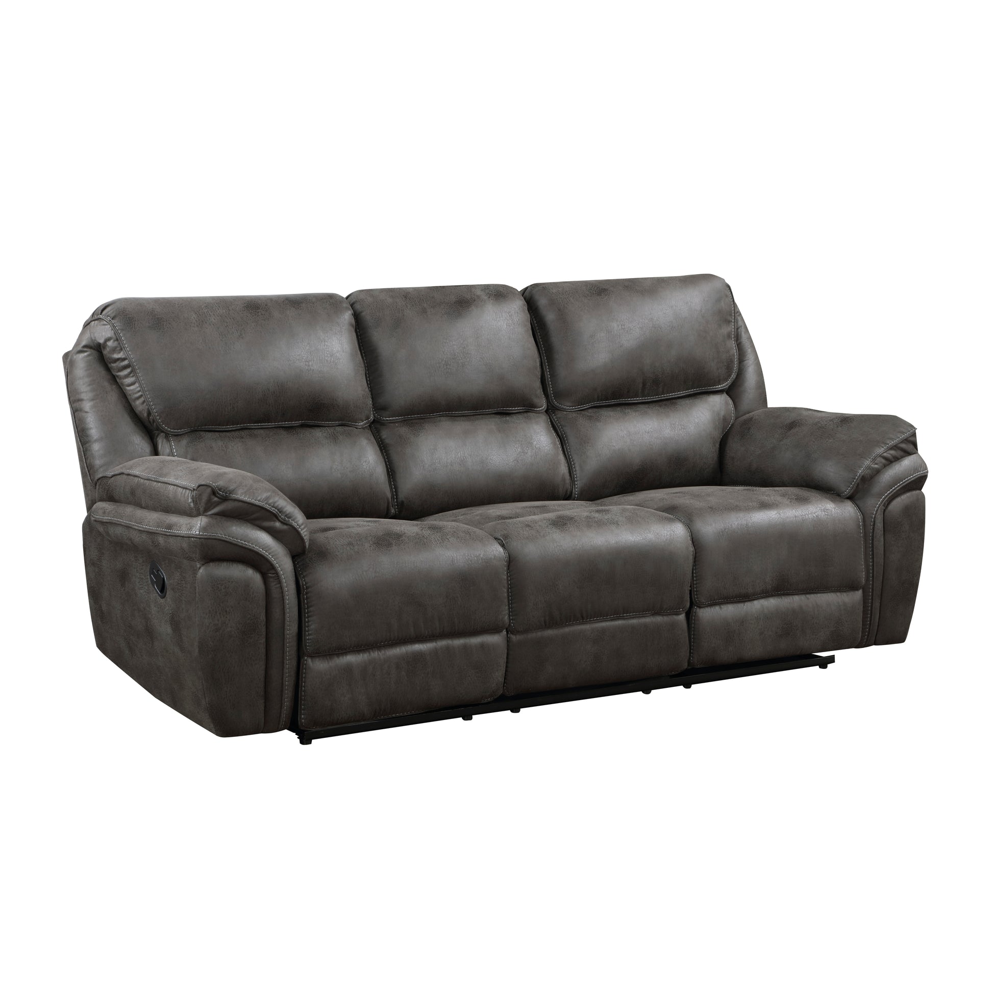 Plush Modern Design Living Room Reclining Sofa Gray Microfiber Upholstery Solid Wood Frame Furniture 1Pc Gray Microfiber Wood Primary Living Space Modern Plywood,Solid Wood 3 Seat