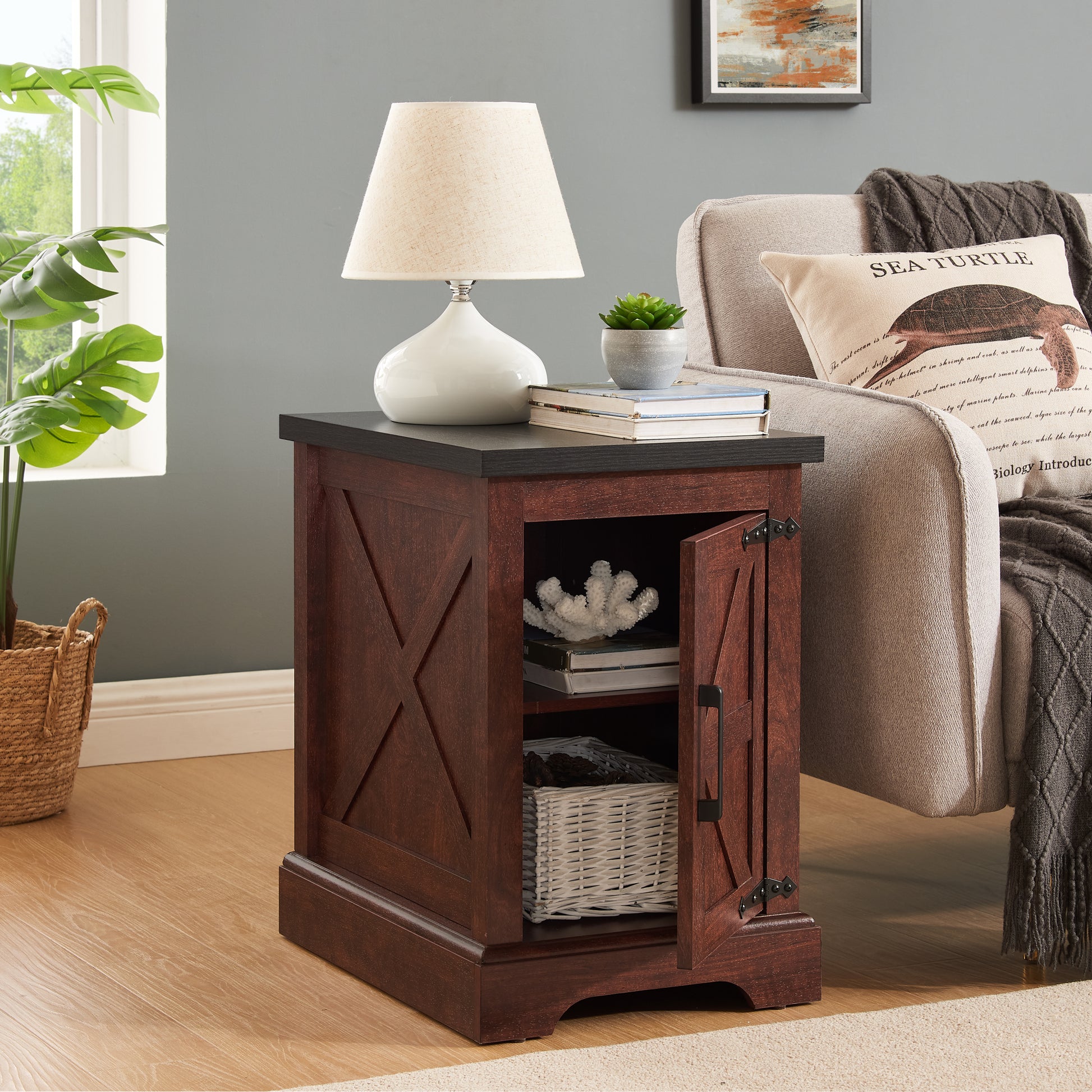 Farmhouse Coffee Table & End Table Barn Design Center Table Rustic Cocktail Table With Hinged Lift Top And End Table Oak Mdf