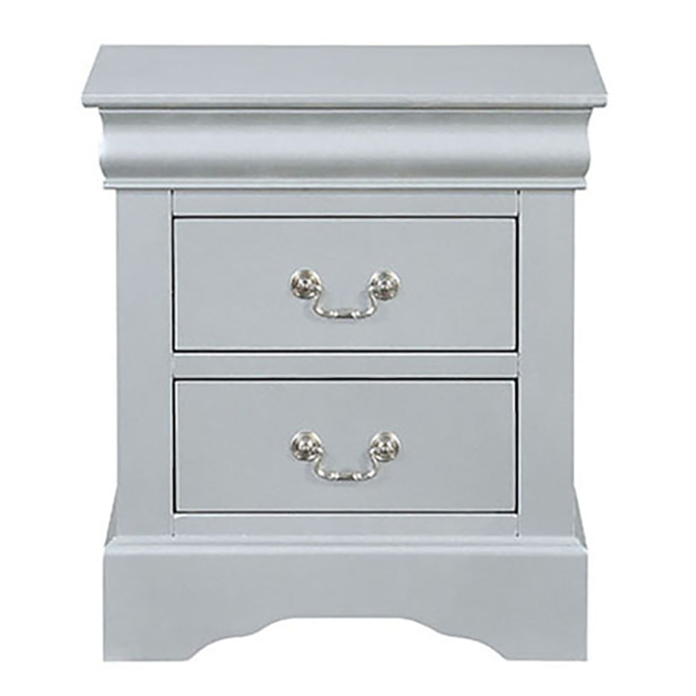 Platinum 2 Drawer Nightstand Silver 2 Drawers Bedroom Rectangle Traditional Pine Drawers Wood