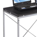 Black And Chrome Writing Desk With Shelf Black Silver Office Contemporary Freestanding Rectangular Shelves Wood Metal