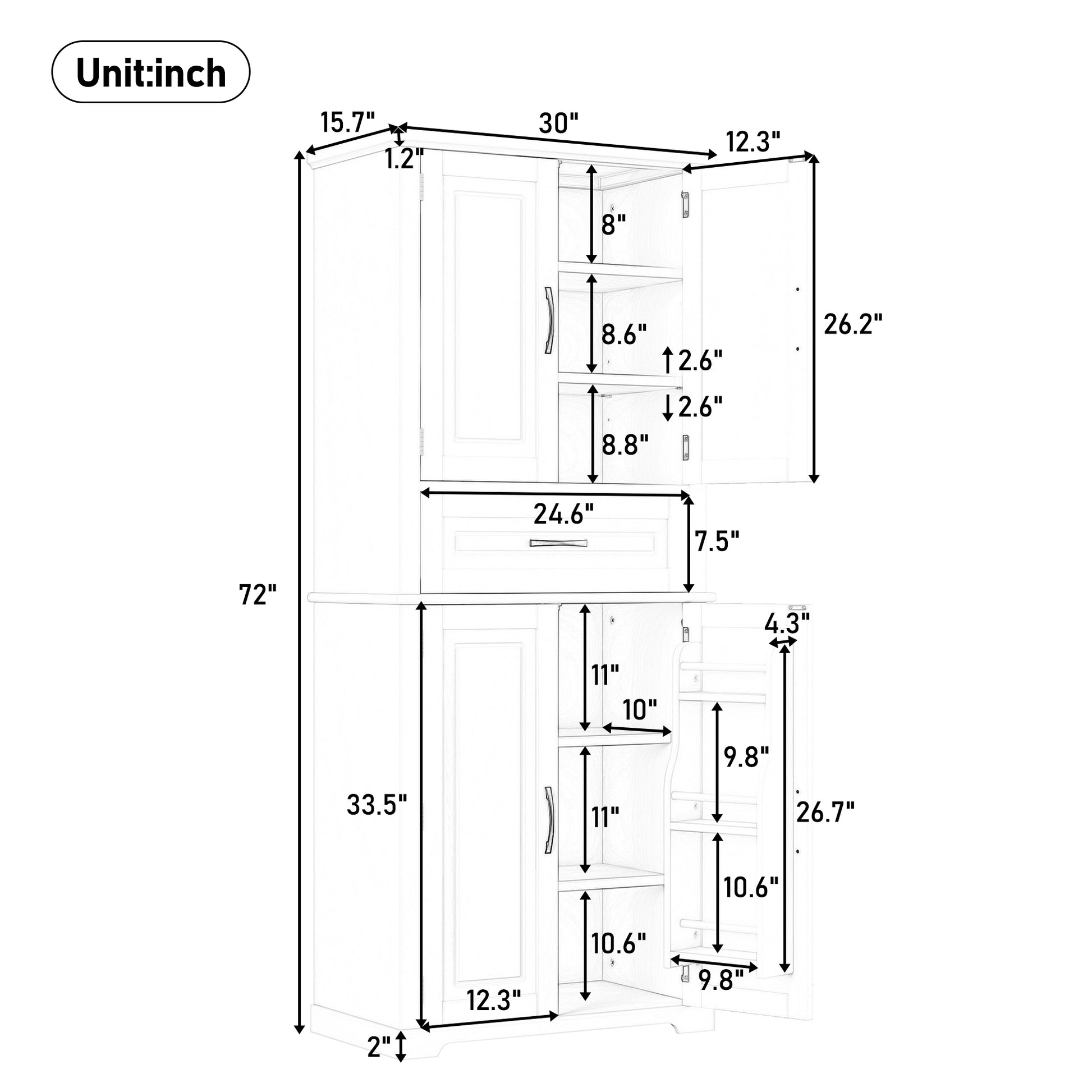 Bathroom Storage Cabinet With Multi Functional Storage Space, Drawer With Slide Rails, Adjustable Shelf, White White Mdf