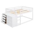 Full Over Full Bunk Bed With 4 Drawers And 3 Shelves White Full White Solid Wood