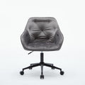 Velvet Home Office Chair, Modern Home Desk Chair With Wheelsvanity Chairs For Living Room, Bedroom,Study Room,Computer Chair Grey Fiber Foam And Polyester Fiber Pad Iron