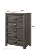 1Pc Contemporary Five Drawers Chest Grayish Brown Driftwood Finish Rustic Finish Bedroom Wooden Furniture Gray,Grayish Brown Bedroom Contemporary,Rustic Wood