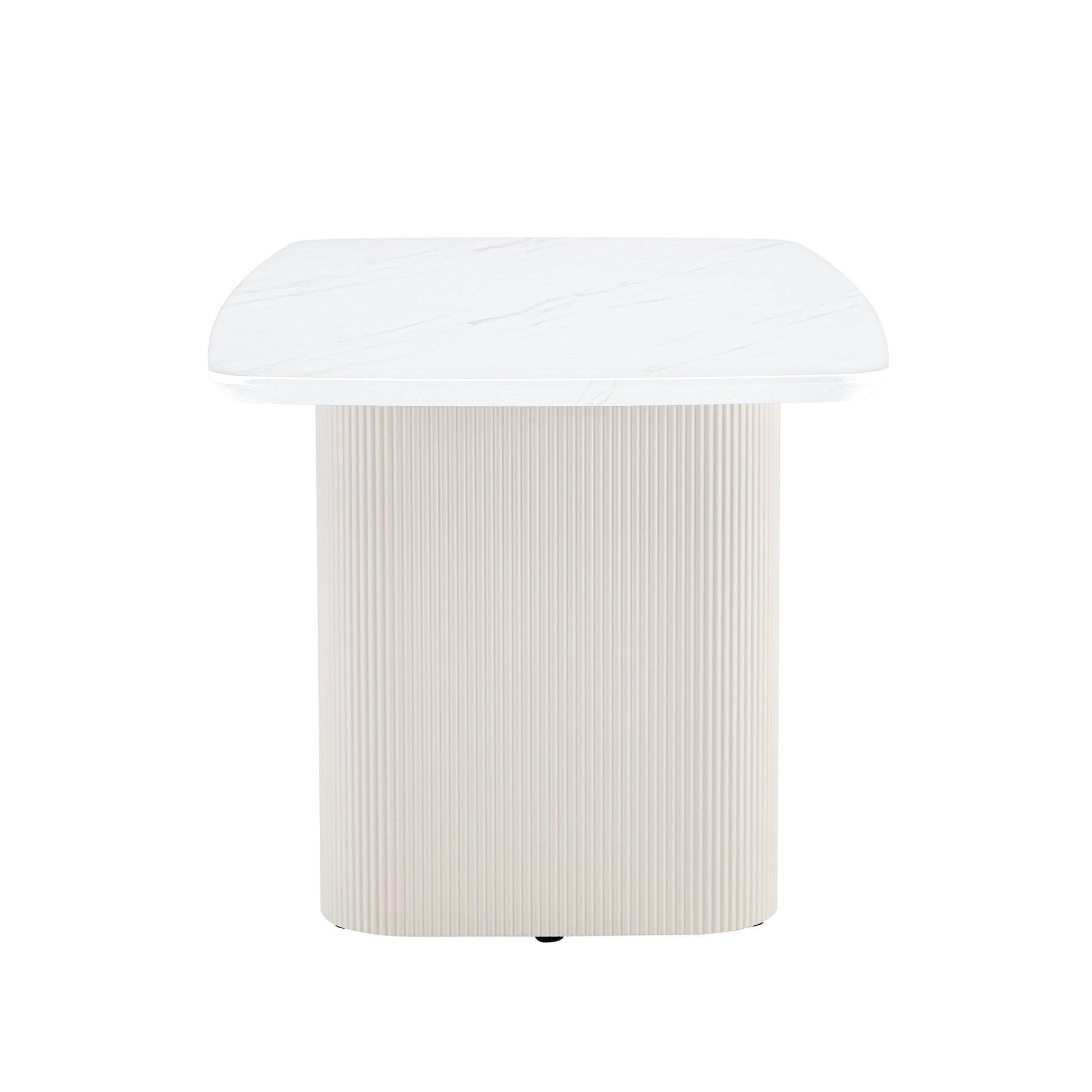 Cream Style Mdf White Dining Table.It Is A Furniture With A Warm And Soft Appearance, Suitable For Creating A Comfortable And Friendly Dining Environment, Suitable For Kitchens, Dining Rooms,Etc. White Mdf