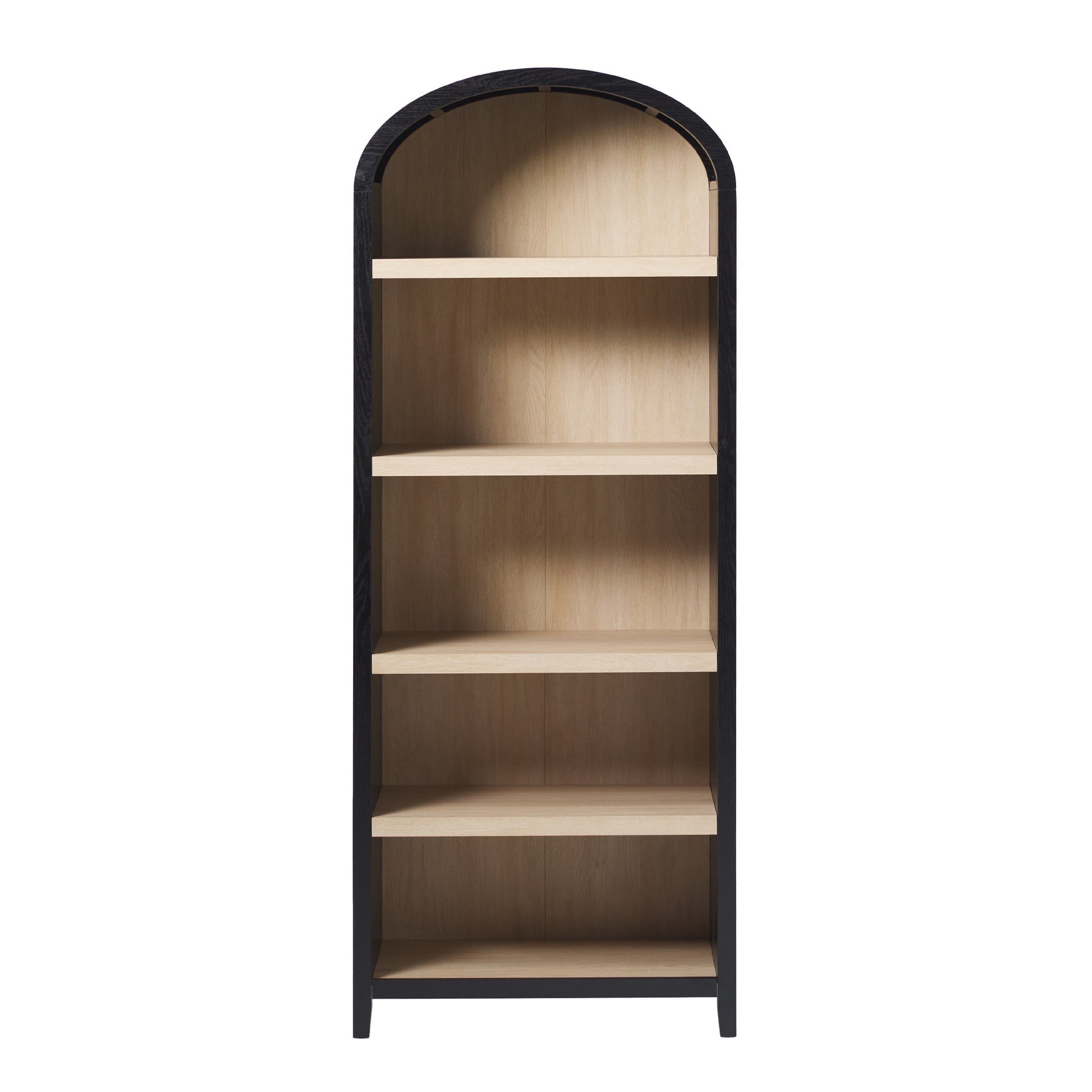 Modern 5 Shelf Open Arched Bookshelf Black Black Mdf Mdf