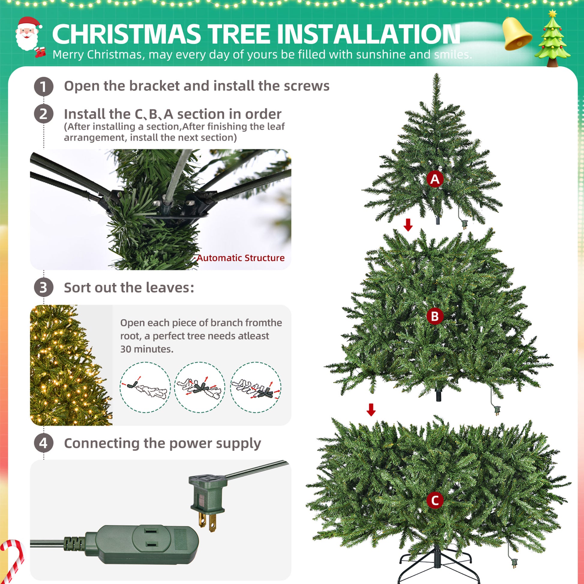 7Ft Pre Lit Artificial Holiday Christmas Tree For Home, Office,Party Decoration W 700 Warm White Lights, 2231 Branch Tips, Easy Assembly, Metal Hinges & Foldable Base Green Pvc