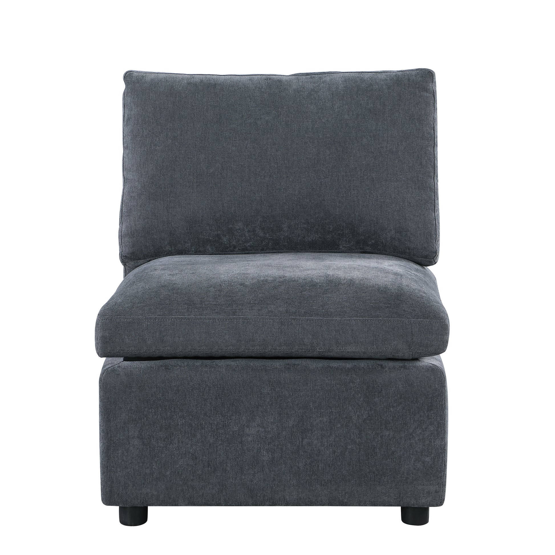 Modern Upholstered Middle Module For Modular Sectional,Sectional Sofa Couch Accent Armless Chair, Chenille Grey Grey Fabric 1 Seat