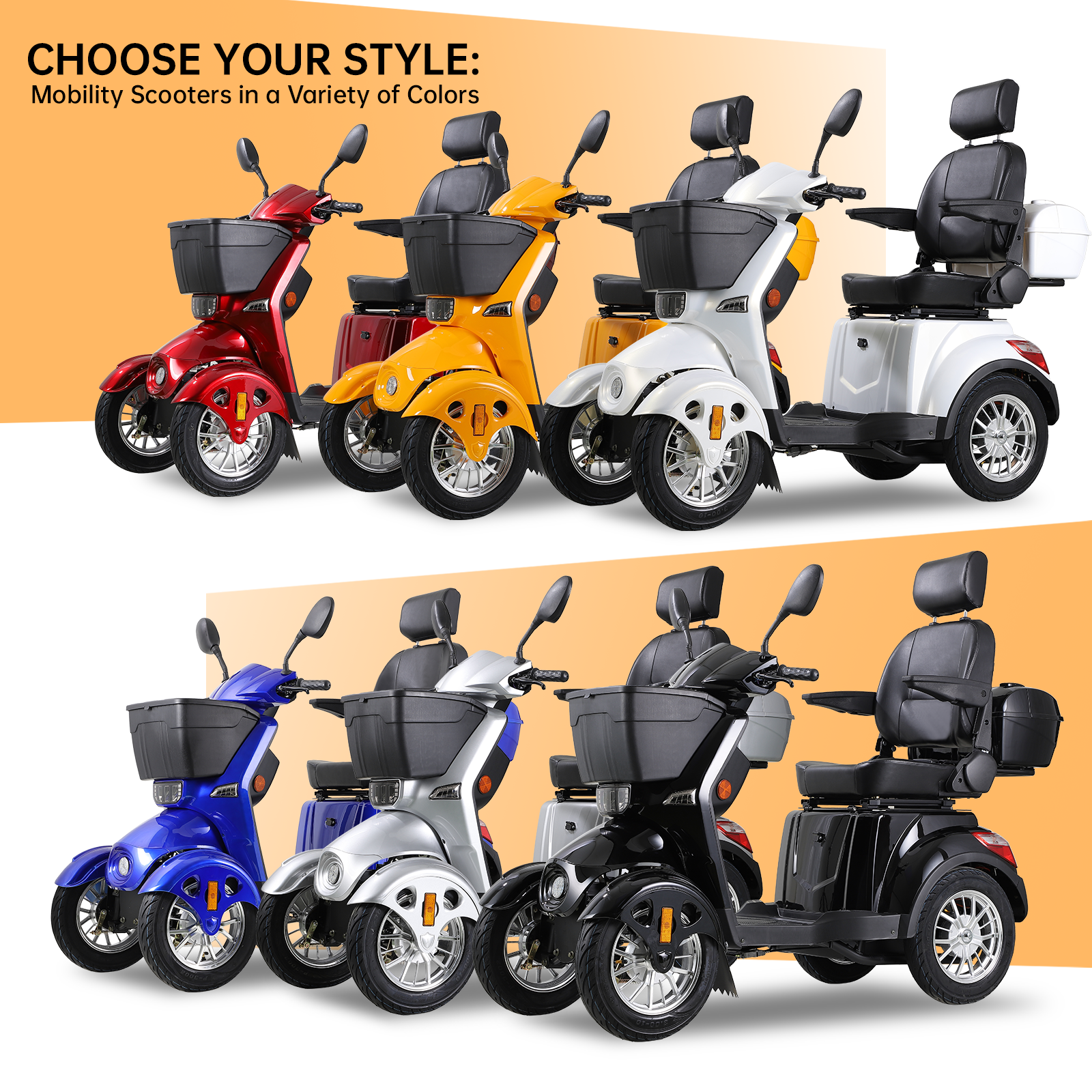 Xl3D4L Electric Mobility Recreational Travel Scooter For Adults,Mobility Scooters For Seniors, 4 Wheel Powered Mobility Scooters Blue Abs Pc Abs Pc