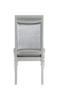 Maverick Fabric & Platinum Finish Side Chair Set Of 2 Silver Fabric,Synthetic Wood